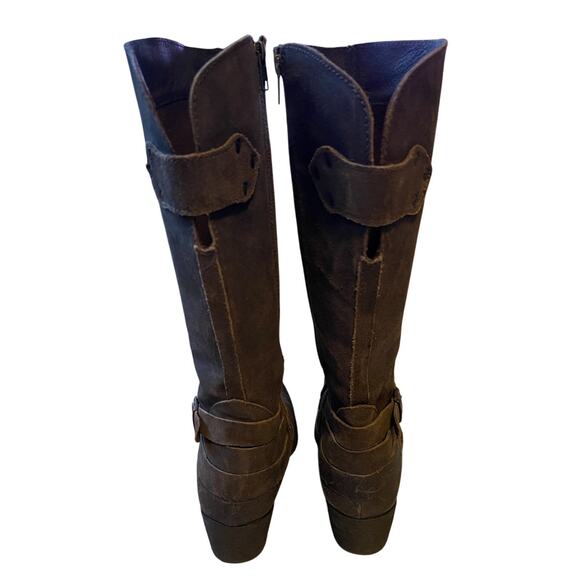 Born Womans 9 Moana Heavy Leather Western Riding Boots Motorcycle Buckle Brown - Picture 5 of 11